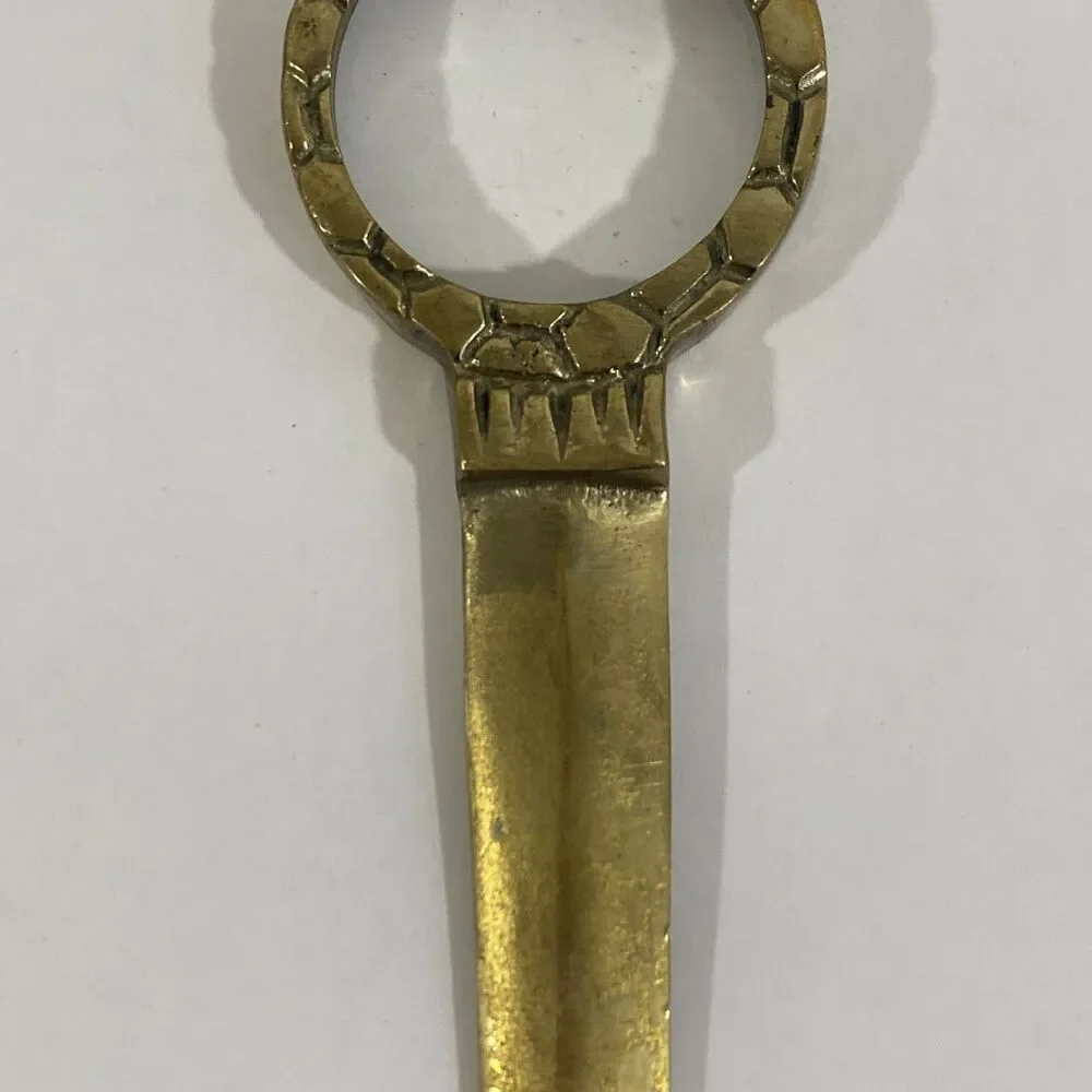 Vintage Brass Midcentury Pineapple Letter‎ Opener With Magnifying Glass 10.5”